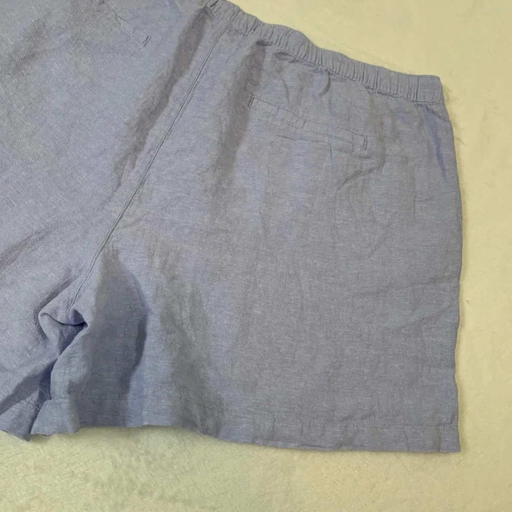 NEW TAHARI Linen Shorts Women's 3X‎ Light Purple Drawstring Elastic Waist Casual